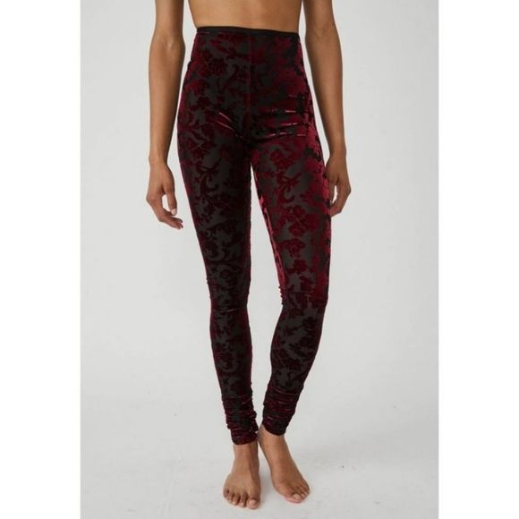 FREE PEOPLE Magic Hour Leggings Midnight Combo, High Waisted Burnout Floral | XL - Picture 6 of 8